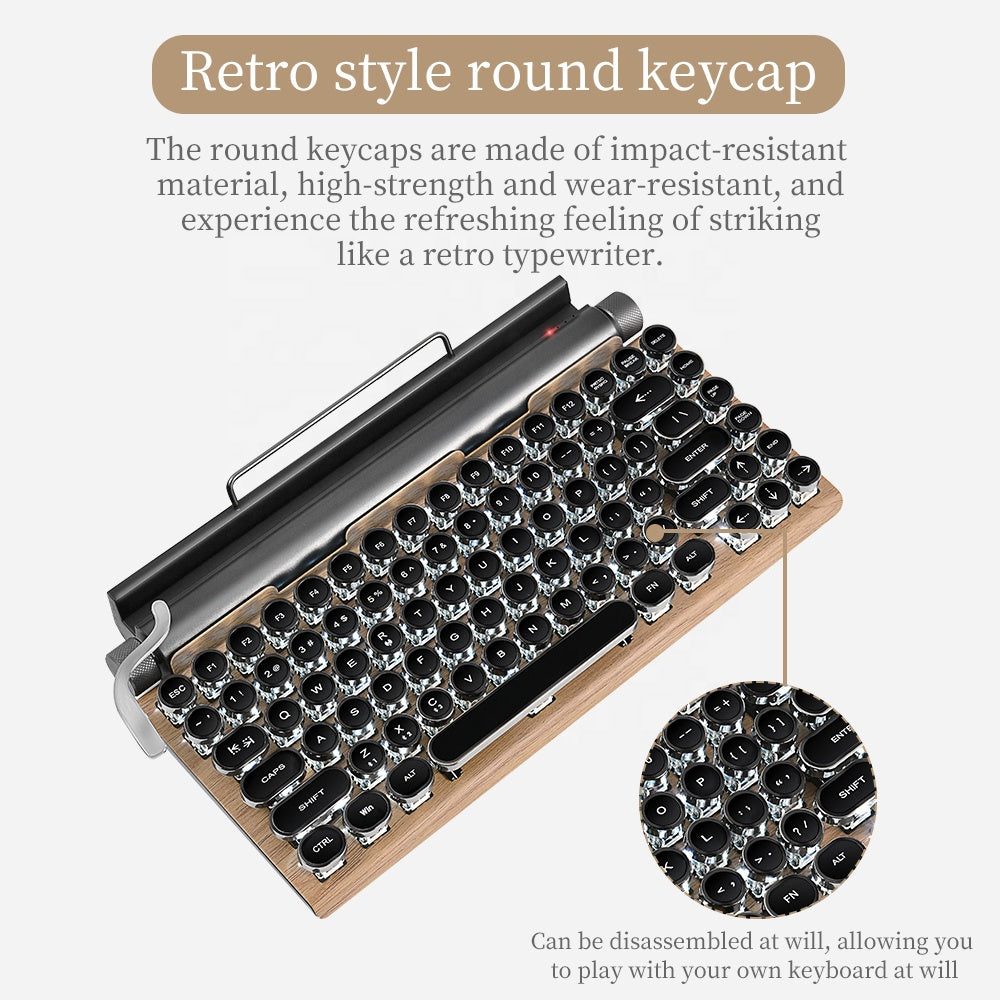 Retro Typewriter-Style Wireless Keyboard